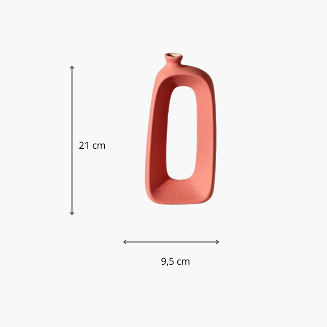 Vaso Moderno 21cm Cerâmica Rosa Coral
