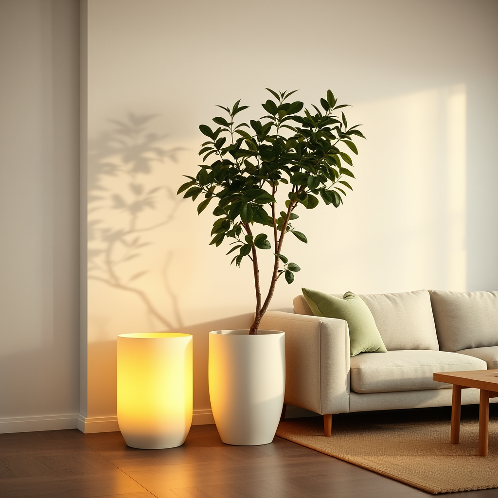 Vasos com iluminação embutida