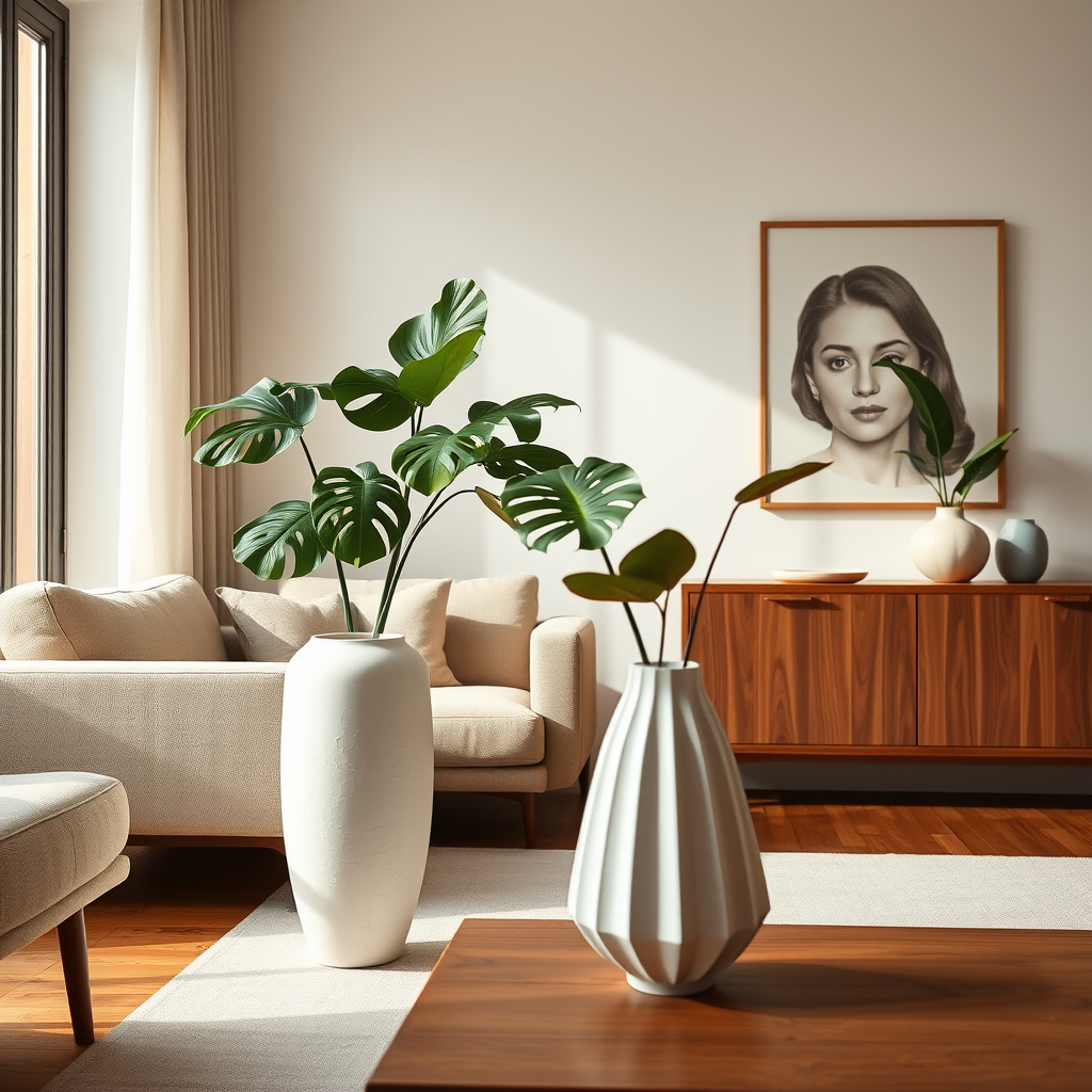 Vasos decorativos para sala de estar: guia de proporções, combinações e plantas