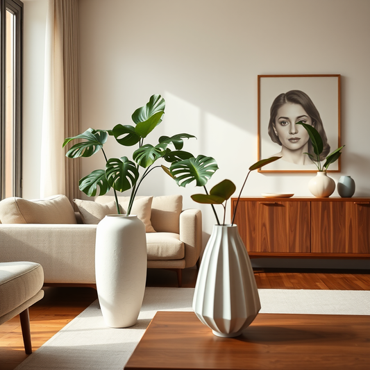 Vasos decorativos para sala de estar: guia de proporções, combinações e plantas