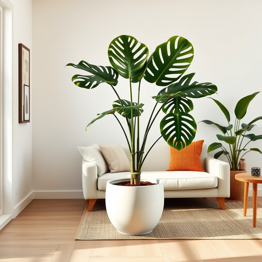 Vaso para costela-de-adão grande: tamanho e drenagem ideais