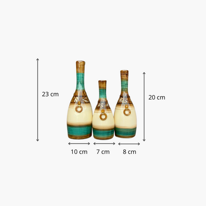 Kit Trio de Vasos Decorativos Premium em Cerâmica - Com Pingentes