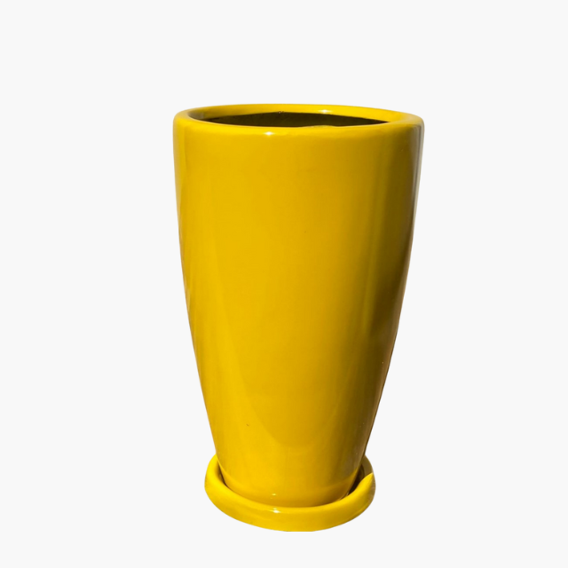 Vaso Decorativo Luxo 70cm Em Fibra de Vidro Amarelo