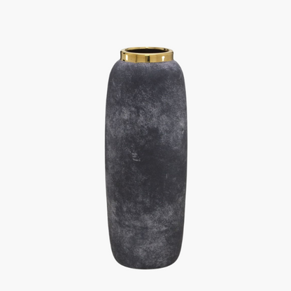 Vaso Cerâmica 38cm Cinza Marmorizado