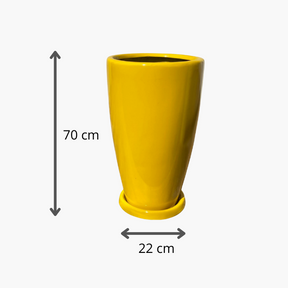 Vaso Decorativo Luxo 70cm Em Fibra de Vidro Amarelo