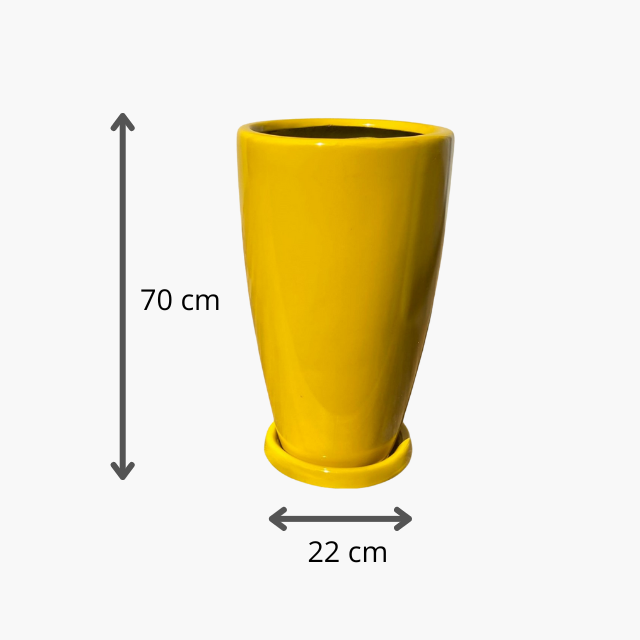 Vaso Decorativo Luxo 70cm Em Fibra de Vidro Amarelo