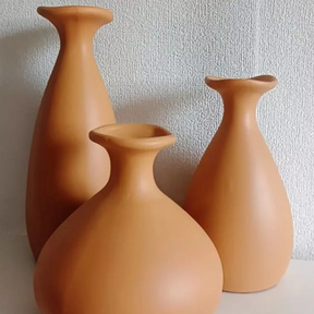 Trio de Vasos Decorativos Cerâmica