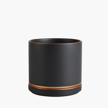 Cachepot Cerâmica Preto com Cobre
