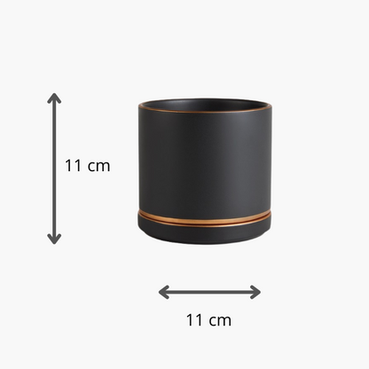 Cachepot Cerâmica Preto com Cobre