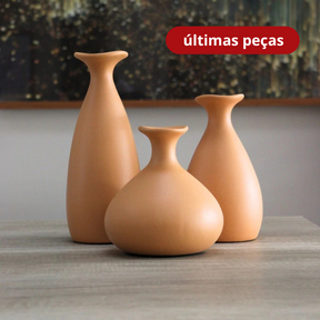 Trio de Vasos Decorativos Cerâmica