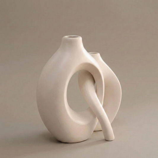 Vaso Cerâmica Nórdico 2 pc Laços