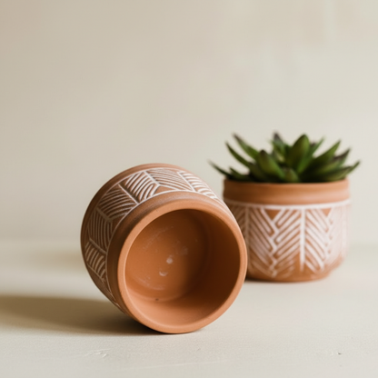 Duo de Vasos Tribal Clay — Série Tons da Terra