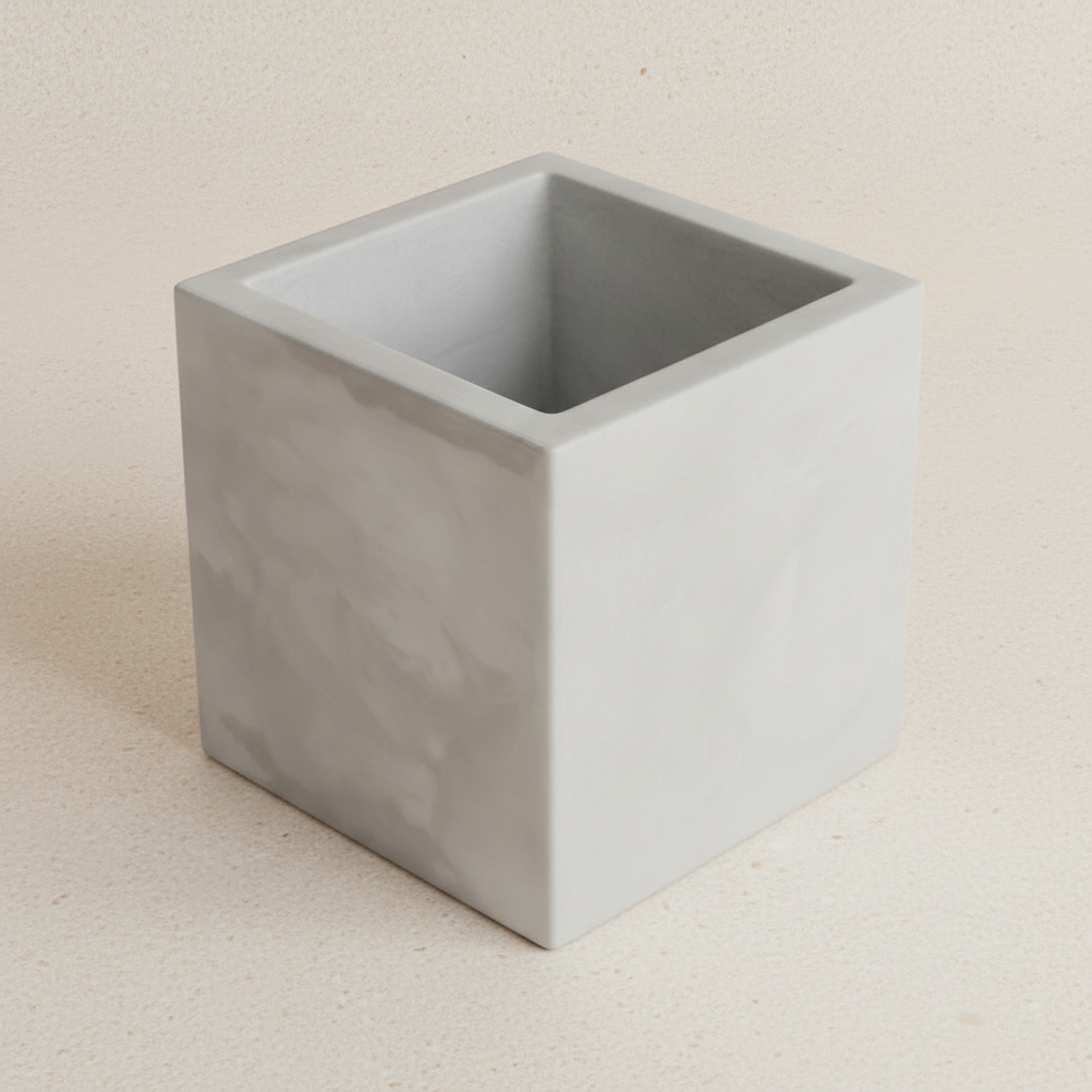 Vaso Cubo Urban Grey Vasorama - Série Mineral textura cimento moderno para plantas