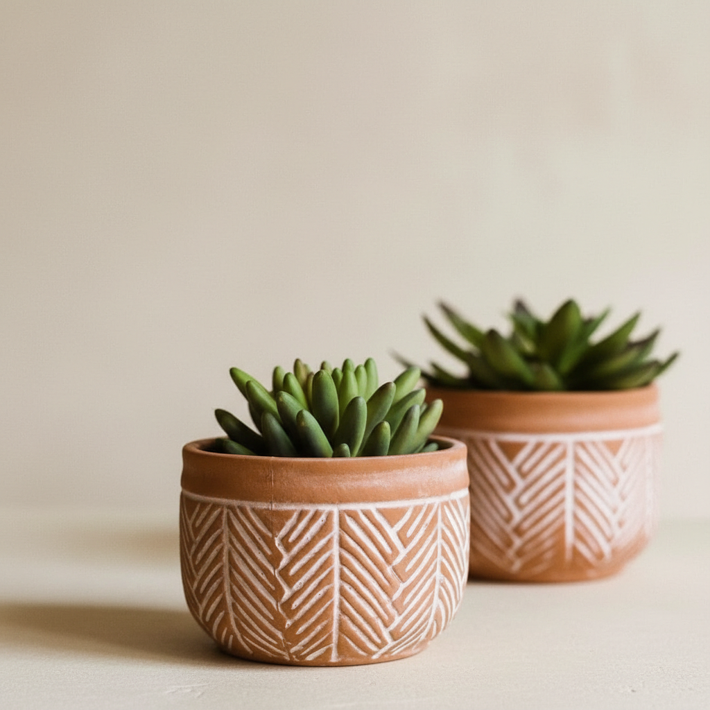 Duo de Vasos Tribal Clay — Série Tons da Terra