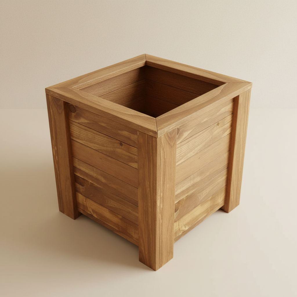 Cachepot Cube Wood — Série Natureza