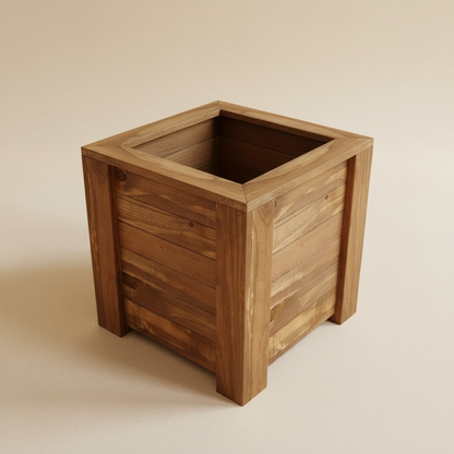 Cachepot Cube Wood — Série Natureza