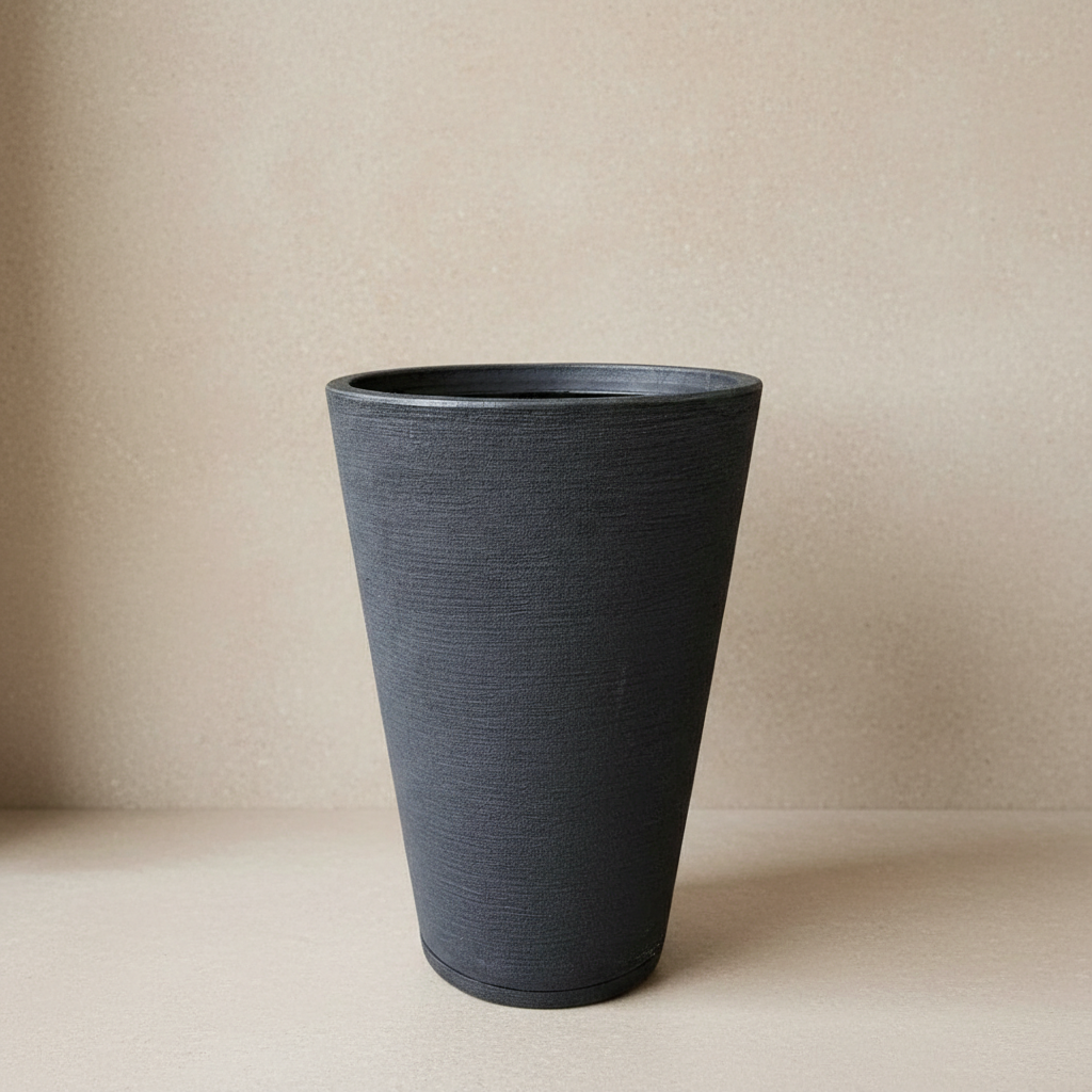 Vaso Cônico Vulcano - Textura Grafite