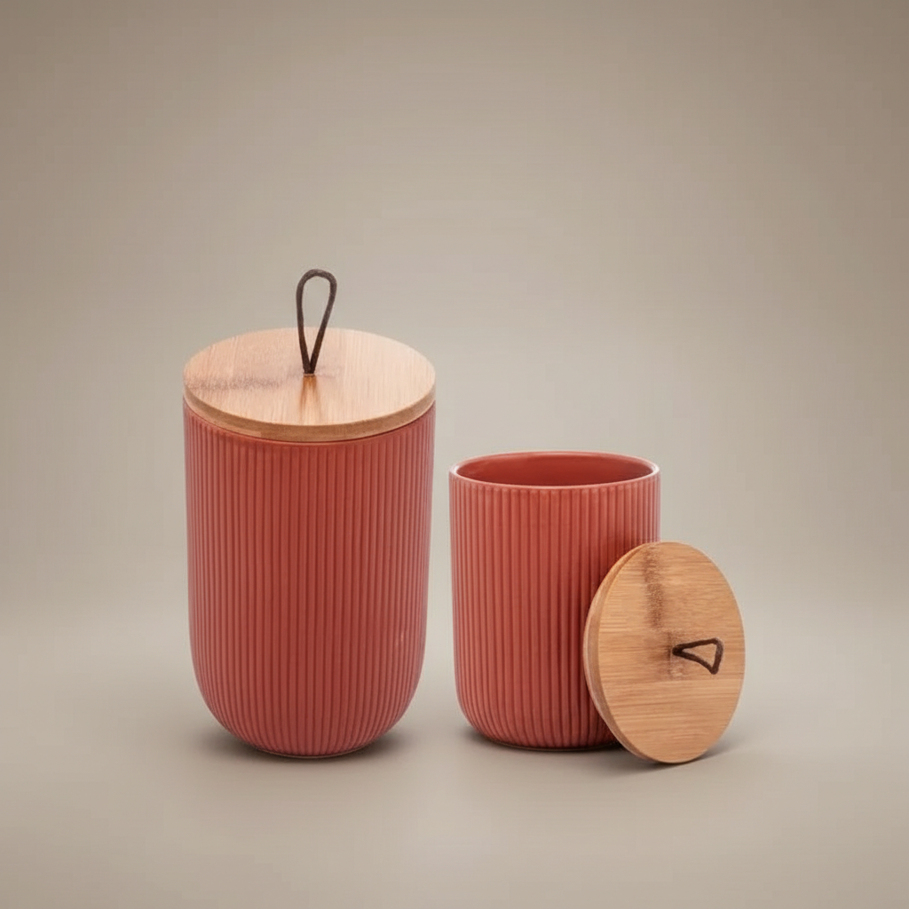 Duo Potiche Ribbed - Coleção Oásis