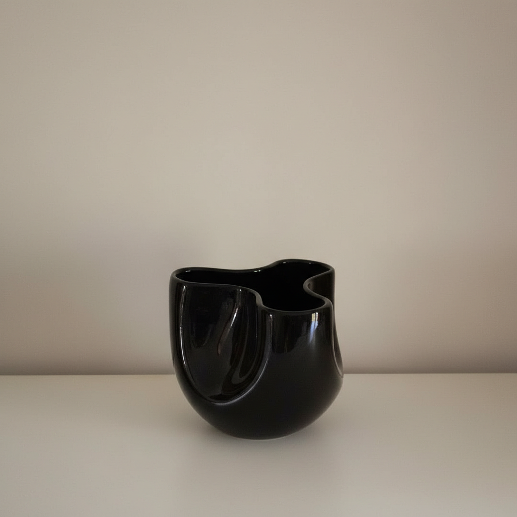 Vaso Escultural Noir — Série Sinuosa
