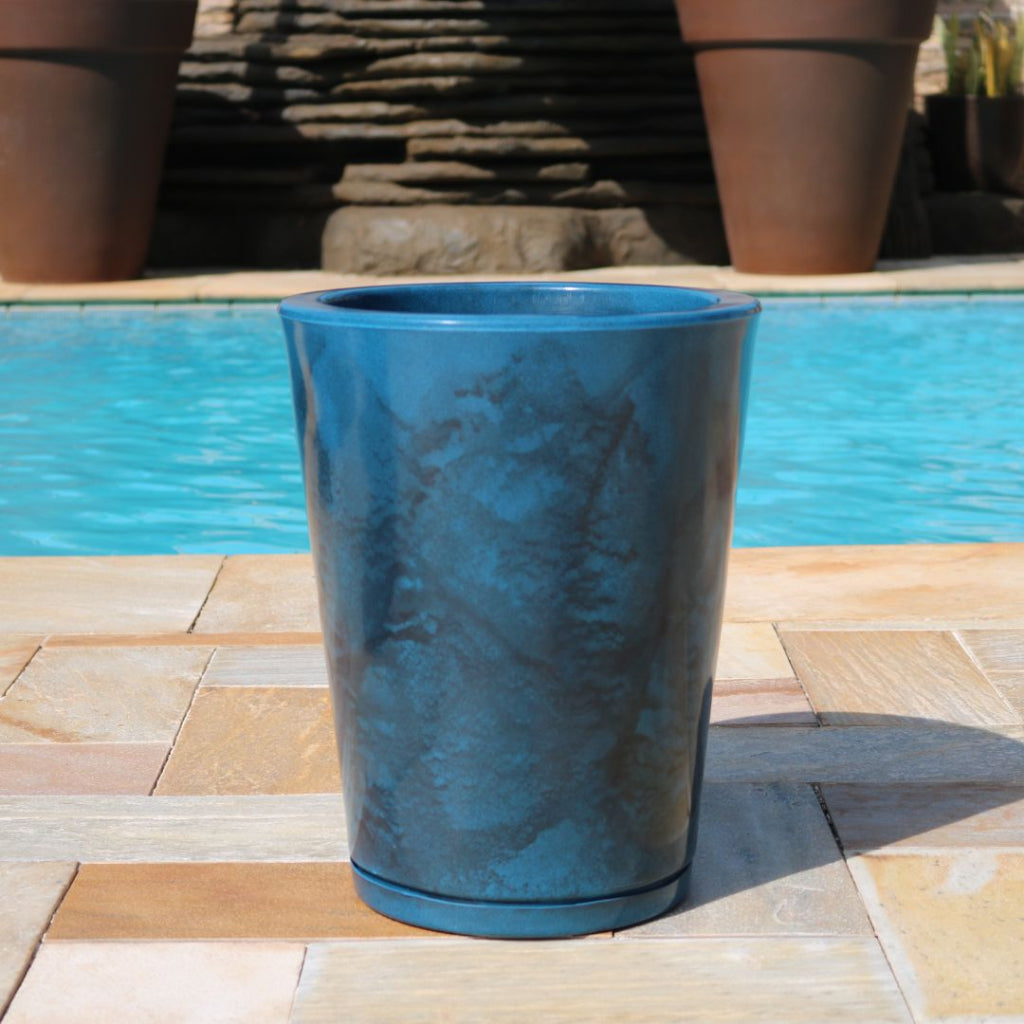 Vaso Coluna Liso 40cm para Plantas Polietileno com Prato