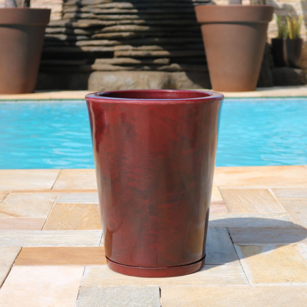 Vaso Coluna Liso 40cm para Plantas Polietileno com Prato